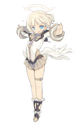 Rule 34 | 1girl, angel, angel wings, blade (galaxist), blonde hair, full body, halo, low wings, misty sheikh, open mouth, pop-up story, short hair, simple background, smile, solo, white background, wings