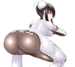 Rule 34 | 1girl, absurdres, ass, black hair, blush, bodysuit, breasts, bun cover, cameltoe, chinese clothes, double bun, embarrassed, fate/grand order, fate (series), fingerless gloves, gloves, hair bun, highres, huge ass, looking at viewer, looking back, medium breasts, ninja, nyam, pants, qin liangyu (fate), short hair, sideboob, skin tight, solo, squatting, thick thighs, thighs, tight clothes, tight pants, wide hips, yellow eyes