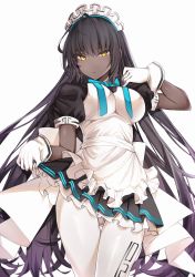 Rule 34 | 1girl, absurdres, ahoge, apron, aqua ribbon, black dress, black hair, blue archive, blue bow, blue bowtie, blue ribbon, blush, bow, bowtie, breasts, closed mouth, clothes lift, cowboy shot, dark-skinned female, dark skin, dress, dress lift, female focus, frilled apron, frilled dress, frills, gloves, gluteal fold, gradient hair, hair between eyes, halo, hand up, highres, huge filesize, karin (blue archive), large breasts, lifting own clothes, long hair, looking at viewer, maid, maid apron, maid headdress, multicolored hair, pantyhose, parted lips, pleated dress, puffy short sleeves, puffy sleeves, purple hair, ribbon, short sleeves, simple background, solo, standing, thigh gap, thighs, very long hair, white apron, white background, white gloves, white headwear, white pantyhose, yellow eyes, yukineko1018