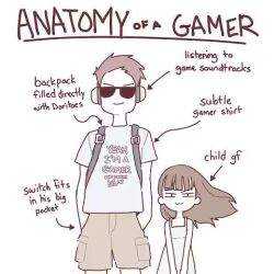 Rule 34 | 1boy, 1girl, anatomy of a gamer (meme), animated, child gf (orenji), english text, gamer (orenji), looking at viewer, original, simple background, sound, tagme, video, white background
