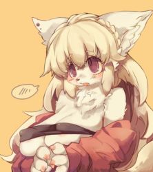 Rule 34 | 1girl, breasts, brown eyes, covered erect nipples, dog, female focus, furry, furry female, grey hair, inumimi-syndrome, long hair, open mouth, simple background, solo, upper body