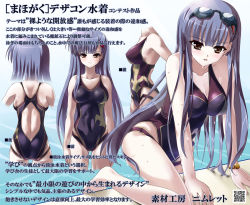 Rule 34 | 1girl, armpits, ass, backboob, barefoot, blue hair, breasts, brown eyes, chart, cleavage, competition swimsuit, covered erect nipples, feet, from behind, goggles, goggles on head, grey eyes, hair ornament, hairclip, highres, hime cut, large breasts, long hair, nimu, one-piece swimsuit, original, parted lips, pool, poolside, sideboob, smile, swimsuit, text focus, very long hair, watch, wet, wristwatch