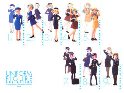 Rule 34 | 6+girls, airline, all nippon airways, comparison, figure, flight attendant, hat, multiple girls, nishieda, pantyhose, pencil skirt, photo (medium), simple background, skirt, travel attendant, uniform