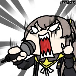 Rule 34 | 1girl, animated, animated gif, girls&#039; frontline, lowres, microphone, open mouth, seseren, sharp teeth, teeth, ump45 (girls&#039; frontline)