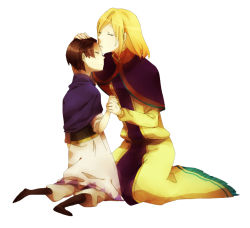 Rule 34 | 1990s (style), 1boy, 1girl, age difference, blonde hair, brown hair, cecilia harvey, dress, closed eyes, final fantasy, final fantasy iv, golbez, long hair, mature female, mother and son, sakeruchees, short hair