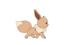 Rule 34 | animated, animated gif, closed mouth, commentary, creatures (company), do9bessa, eevee, english commentary, from side, full body, game freak, gen 1 pokemon, nintendo, no humans, pokemon, pokemon (creature), simple background, smile, solo, walking, white background
