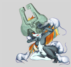 Rule 34 | 1girl, fang, helmet, inumimi moeta, midna, mouse (animal), nintendo, red eyes, solo, the legend of zelda, the legend of zelda: twilight princess