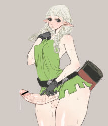 Rule 34 | 1futa, bar censor, blonde hair, breasts, censored, dragon&#039;s crown, elf, elf (dragon&#039;s crown), erection, futanari, looking at viewer, newhalf, penis, poin (hidsuki), pointy ears, small breasts, solo, sweat, wide hips