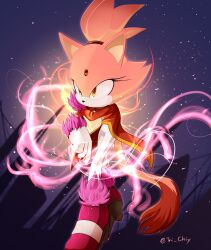 Rule 34 | 1girl, absurdres, blaze the cat, burning blaze, cat girl, cat tail, eyelashes, forehead jewel, fur-trimmed footwear, fur-trimmed gloves, fur trim, furry, furry female, gloves, high heels, highres, jacket, pants, pink footwear, pink fur, ponytail, red jacket, sonic (series), tail, tri-chiy, white pants, yellow eyes