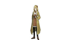 Rule 34 | 1girl, black legwear, blonde hair, braid, braided bun, brooch, coat, dress, green eyes, hair bun, hair ornament, hands in pockets, highres, jewelry, lace, library of ruina, long coat, looking to the side, official art, open clothes, open coat, project moon, shirt, simple background, solo, tiphereth a (project moon)