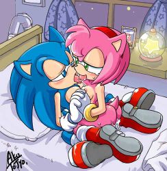 Rule 34 | aftersex, aku tojyo, amy rose, cum, cum in pussy, french kiss, furry, kiss, lowres, sex, sonic the hedgehog, sonic (series)