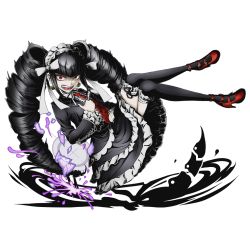 Rule 34 | 10s, 1girl, alpha transparency, angry, black hair, black thighhighs, broken cup, celestia ludenberg, claw ring, constricted pupils, danganronpa: trigger happy havoc, danganronpa (series), divine gate, dress, drill hair, floating, frilled dress, frills, full body, gothic lolita, headdress, high heels, lace, lace-trimmed legwear, lace trim, layered dress, lolita fashion, long hair, looking at viewer, necktie, official art, open mouth, pointing, pointing up, red eyes, red necktie, shadow, solo, thighhighs, transparent background, ucmm, very long hair