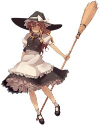 Rule 34 | 1girl, absurdres, blonde hair, braid, broom, female focus, full body, hat, highres, kirisame marisa, long hair, mary janes, revision, shihou (g-o-s), shoes, solo, touhou, transparent background, witch, witch hat, yellow eyes