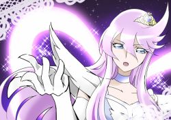 Rule 34 | 1girl, blue eyes, choker, cure moonlight, cure moonlight (super silhouette), elbow gloves, gloves, go! princess precure, heart, heartcatch precure!, light purple hair, long hair, magical girl, o kakugo wa yoroshikute?, parody, precure, solo, super silhouette (heartcatch precure!), tsukikage oyama, tsukikage yuri, white gloves