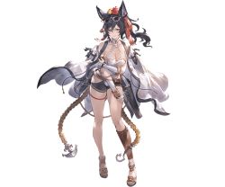 Rule 34 | 1girl, animal ears, bare shoulders, black hair, bridal gauntlets, closed mouth, eyewear on head, full body, granblue fantasy, hair ornament, ilsa34660285, long hair, looking at viewer, minaba hideo, nail polish, official art, solo, standing, sunglasses, swimsuit, thigh strap, transparent background