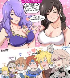 Rule 34 | absurdres, armor, blonde hair, blush, breasts, bright pupils, brother and sister, camilla (fire emblem), cleavage, cloud strife, corrin (fire emblem), final fantasy, final fantasy vii, fire emblem, fire emblem: mystery of the emblem, fire emblem: the binding blade, fire emblem awakening, fire emblem fates, hair over one eye, headband, highres, hood, karbuitt, kid icarus, large breasts, link, long hair, looking at viewer, low-tied long hair, marth (fire emblem), meme, multiple boys, nail polish, nintendo, open mouth, pencil skirt, pit (kid icarus), pointy ears, purple eyes, purple hair, robin (fire emblem), robin (male) (fire emblem), roy (fire emblem), short hair, siblings, simple background, skirt, smile, super smash bros., suspender skirt, suspenders, takumi (fire emblem), tank top, the legend of zelda, the legend of zelda: breath of the wild, tiara, tifa lockhart, wavy hair