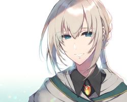 Rule 34 | 1boy, armor, bedivere (fate), blonde hair, fate/grand order, fate (series), gradient background, green eyes, long hair, looking at viewer, male focus, open mouth, parted lips, pochi (pochi-goya), smile, solo, tagme, upper body