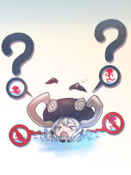 Rule 34 | &gt; &lt;, 10s, 1girl, ?, @ @, abyssal ship, bodysuit, cape, chibi, closed eyes, flailing, gloves, green eyes, hat, icon (computing), kantai collection, long hair, mana (remana), open mouth, pale skin, silver hair, solo, tears, wo-class aircraft carrier