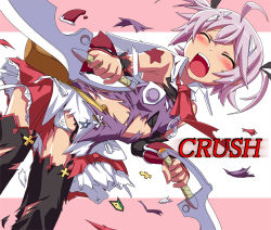 Rule 34 | 00s, blush, cute (queen&#039;s blade), exploding clothes, lowres, open mouth, panties, pantyshot, purple hair, queen&#039;s blade, queen&#039;s blade spiral chaos, shirosame, short hair, solo, tattoo, tearing clothes, thighhighs, torn clothes, underwear, weapon