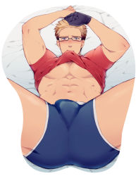 Rule 34 | 2boys, abs, anal, ass, bara, bed, blonde hair, blush, bulge, glasses, gloves, julius will kresnik, male focus, male penetrated, mouse pad, multiple boys, muscular, nipples, pectorals, pov, sweat, tagme, tales of (series), tales of xillia, underwear, undressing, wince, yaoi
