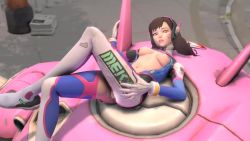 Rule 34 | 1girl, 3d, animated, bodysuit, breasts, brown eyes, brown hair, d.va (overwatch), long hair, looking at viewer, medium breasts, outdoors, overwatch, overwatch 1, presenting, pussy, spread legs, spread pussy, tagme, uncensored, v, video