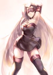 Rule 34 | 1girl, armpits, blindfold, boots, breasts, choker, elbow gloves, facial mark, fate/stay night, fate (series), forehead mark, gloves, lanshe dai, long hair, medusa (fate), medusa (rider) (fate), purple hair, solo, thigh boots, thighhighs, thighs, very long hair, zettai ryouiki