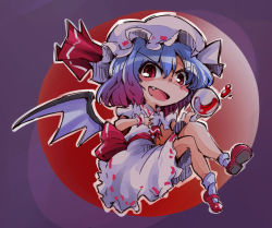 Rule 34 | &gt;:d, 1girl, :d, alcohol, bat wings, blue hair, bow, crazy smile, cup, drinking glass, hat, moon, night, open mouth, red eyes, red moon, remilia scarlet, ribbon, shinapuu, short hair, smile, solo, touhou, v-shaped eyebrows, wine, wine glass, wings