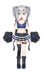 Rule 34 | 1girl, :d, animal ears, animal hands, asymmetrical legwear, back bow, belt, belt buckle, black belt, black bow, black choker, black footwear, black gloves, black skirt, black thighhighs, blue eyes, blue hair, blue skirt, boots, bow, braid, breasts, bridal garter, buckle, choker, clothing request, collarbone, commentary request, cross-laced footwear, fang, fang out, frilled skirt, frills, full body, gloves, hair between eyes, heart stickers, hood, lace-up boots, layered skirt, long hair, messy hair, midriff, multicolored clothes, multicolored hair, multicolored skirt, navel, o-ring, o-ring choker, official alternate costume, official art, open belt, open mouth, paw gloves, paw print, pleated skirt, rurine luna, silver hair, simple background, single braid, single thighhigh, skirt, small breasts, smile, star sticker, sticker on face, stomach, streaked hair, thighhighs, toma (norishio), torn bow, twintails, virtual youtuber, wactor production, white background, wolf ears, wolf hood, zettai ryouiki