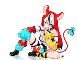 Rule 34 | 1girl, animal ears, blush, bow, breasts, cheese, collar, food, hair down, hair ornament, hakos baelz, highres, holocouncil, hololive, hololive english, jewelry, key, key necklace, long hair, mouse (animal), mouse ears, mouse girl, mouse tail, mousetrap, mr. squeaks (hakos baelz), necklace, ribbon, skirt, smile, solo, spiked collar, spikes, tail, tail bow, tail ornament, virtual youtuber