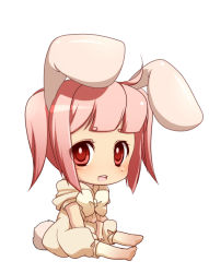 Rule 34 | animal ears, chibi, kosumo, pink hair, rabbit ears, red eyes, short hair, solo, tail
