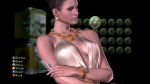 Rule 34 | 1girl, 3d, animated, bare back, breasts, cleavage, crossed arms, dress, earrings, excella gionne, eyeshadow, hair bun, jewelry, large breasts, makeup, necklace, resident evil, resident evil 5, sideboob, single hair bun, test tube, video, watch, video, white dress