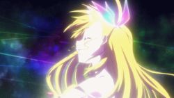 Rule 34 | 10s, 1girl, animated, animated gif, ass, blonde hair, bra, camisole, closed eyes, dissolving clothes, feathers, flat chest, henshin, heterochromia, long hair, lowres, lyrical nanoha, magic, magical girl, mahou shoujo lyrical nanoha vivid, navel, nude, outstretched arms, panties, ribbon, skirt, solo, striped clothes, striped panties, training bra, transformation, twintails, two side up, underwear, vivio