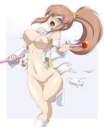 Rule 34 | 1girl, absurdres, blue eyes, breasts, brown hair, clam curry, cleft of venus, highres, nude, priestess (tales of destiny), pussy, tales of (series), tales of destiny