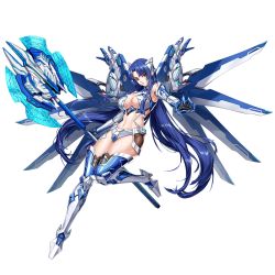 Rule 34 | 1girl, armor, axe, battle axe, blue hair, bodysuit, boots, breasts, dress, empty eyes, full armor, full body, hime cut, holding, holding weapon, kagami hirotaka, lilith-soft, long hair, looking at viewer, lowres, official art, red eyes, revealing clothes, shiny skin, short dress, solo, taimanin (series), taimanin asagi, taimanin rpgx, weapon, wide hips, yatsu murasaki