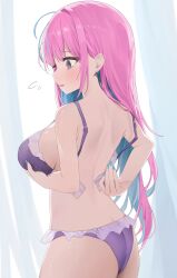 Rule 34 | 1girl, ahoge, blue hair, blush, breasts, colored inner hair, highres, hololive, large breasts, long hair, minato aqua, multicolored hair, nel dcm, open mouth, pink hair, purple eyes, purple hair, solo, streaked hair, two-tone hair, virtual youtuber