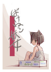 Rule 34 | 1girl, animal ears, cat ears, cover, cover page, haiiro (hi ghi ro), sitting, solo, translation request