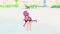 Rule 34 | 1girl, 3d, animated, artist request, ass, audible music, bikini, bikini under clothes, black bikini, black shirt, bouncing breasts, breasts, dancing, dragon girl, dragon horns, full body, gigantic breasts, horns, ilulu (maidragon), kobayashi-san chi no maidragon, long hair, looking at viewer, low twintails, mikumikudance (medium), music, music video, open mouth, pink hair, pointy ears, sharp teeth, shirt, shortstack, simple background, sound, swimsuit, teeth, thighhighs, twintails, undressing, video, wide hips