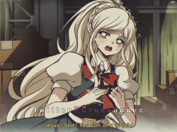 Rule 34 | 1girl, black bow, blonde hair, bow, bowtie, braid, brooch, brown eyes, collared shirt, commentary, criis-chan, crying, danganronpa (series), danganronpa 2: goodbye despair, dress, english commentary, english text, green dress, hair bow, jewelry, long hair, ponytail, puffy short sleeves, puffy sleeves, red bow, red bowtie, shirt, short sleeves, solo, sonia nevermind, tears, twitter username