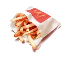 Rule 34 | food, food focus, french fries, matsuyama kojika, mcdonald&#039;s, no humans, original, simple background, sparkle, still life, white background