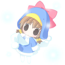 Rule 34 | animal hat, brown hair, chibi, child, coat, ecoco, ekokuice, hat, scarf, solo, twintails