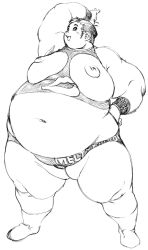Rule 34 | 1boy, fat, fat man, lineart, nipples, obese, open mouth, tanuma yuuichirou