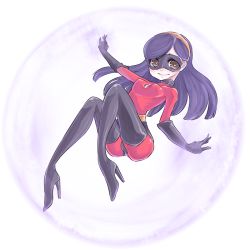 Rule 34 | 1girl, ass, black footwear, black gloves, black hair, boots, breasts, bubble, disney, gloves, high heel boots, high heels, huge ass, long hair, the incredibles, thigh boots, thighhighs, violet parr