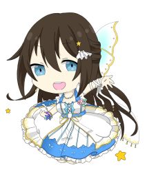 Rule 34 | 1girl, anata no risou no heroine, aqua bow, aqua eyes, arm garter, arm ribbon, artist name, artist request, bare shoulders, blue bow, blue eyes, blush, bow, bracelet, breasts, brown hair, chibi, cleavage, collarbone, cross-laced clothes, cross-laced dress, dress, dress bow, drop earrings, earrings, female focus, flower, flower bracelet, frilled dress, frills, hair between eyes, hair bow, hair ornament, hairclip, half updo, halter dress, halterneck, highres, jewelry, long hair, looking at viewer, love live!, love live! nijigasaki high school idol club, love live! school idol festival, miniskirt, necklace, osaka shizuku, outstretched arm, parted lips, pearl bracelet, pearl hair ornament, pearl necklace, pink flower, pink rose, plaid, plaid dress, plaid skirt, pleated, pleated dress, pleated skirt, ponytail, purple flower, purple rose, ribbon, rose, short sleeves, skirt, small breasts, smile, solo, star (symbol), star hair ornament, striped clothes, striped dress, striped skirt, vertical-striped clothes, vertical-striped dress, vertical-striped skirt, white background, white bow, white dress, white ribbon, white skirt, wrist ribbon