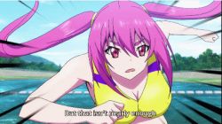 Rule 34 | 10s, 2girls, animated, animated gif, ass, black hair, competition swimsuit, english text, hip attack, kaminashi nozomi, keijo!!!!!!!!, lowres, multiple girls, one-piece swimsuit, pink hair, subtitled, swimsuit, tsukishita usagi, water