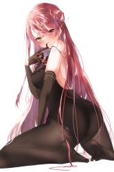 Rule 34 | 1girl, absurdres, artist request, ass, bare shoulders, blush, breasts, elbow gloves, from behind, gloves, heterochromia, highres, hololive, houshou marine, kneeling, large breasts, leotard, long hair, looking at viewer, multicolored hair, pantyhose, pink hair, red eyes, red hair, shiny skin, sideboob, smile, solo, streaked hair, two-tone hair, very long hair, virtual youtuber, white hair, yellow eyes