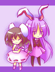 2girls animal_ears bad_id bad_pixiv_id rabbit_ears female_focus inaba_tewi multiple_girls pantyhose purple_hair reisen_udongein_inaba tilde_(ice_cube) touhou