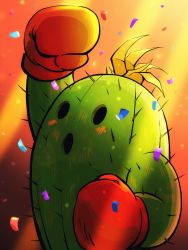 Rule 34 | 1girl, blush, boxing gloves, cactus, digimon, highres, solo, spikes, togemon, uppercut