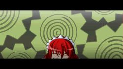 Rule 34 | 1girl, android, animated, animated gif, bouncing hair, chuunioniika, drill hair, drill kill, fearless night, letterboxed, maid headdress, original, red eyes, red hair, solo