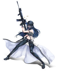 Rule 34 | 1girl, absurdres, akaru (hwanhee358), assault rifle, bare shoulders, baseball cap, belt, black belt, black gloves, black hair, black hat, black mask, black pants, black shirt, blue archive, blue eyes, boots, breasts, buckle, chest harness, coat, commentary, crop top, cross-laced footwear, finger on trigger, fingerless gloves, full body, gloves, gun, harness, hat, highres, holding, holding gun, holding knife, holding weapon, holster, knife, knife sheath, lace-up boots, large breasts, leggings, long hair, looking at viewer, lowleg, mask, midriff, mouth mask, navel, no halo, pants, rifle, saori (blue archive), scope, see-through, see-through coat, shadow, sheath, shell casing, shirt, sig 516, sig sauer, simple background, sleeveless, sleeveless shirt, snap-fit buckle, solo, standing, thigh holster, underbust, weapon, white background, white coat