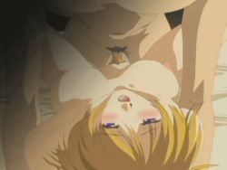 1990s_(style) animated animated_gif blonde_hair blue_eyes blush bouncing_breasts breasts dousoukai_again moaning uncensored